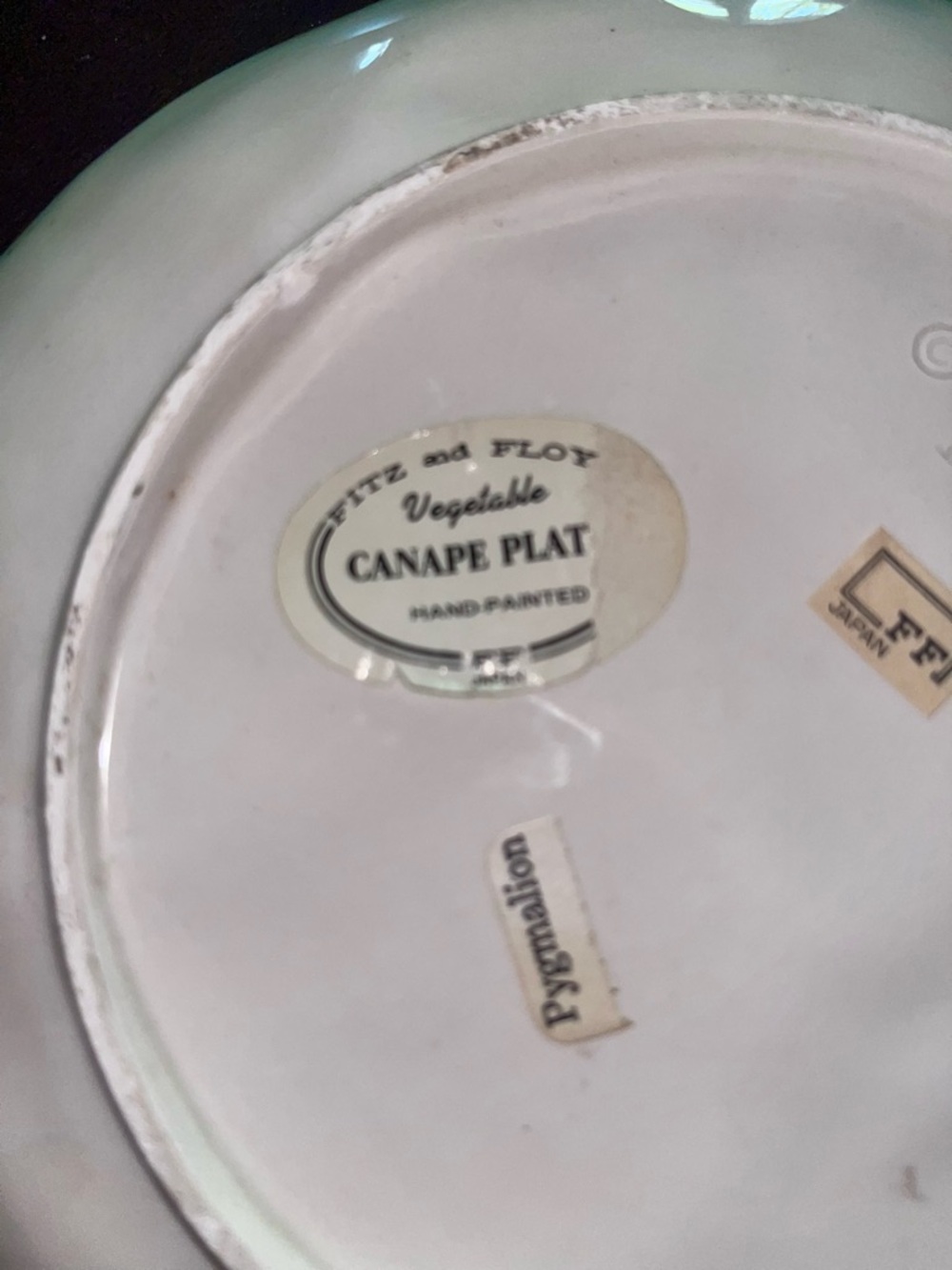 Vintage 1996 Fitz&Floyd pygmalion cabbage leaf canapé plate | hand painted - Picture 8 of 9